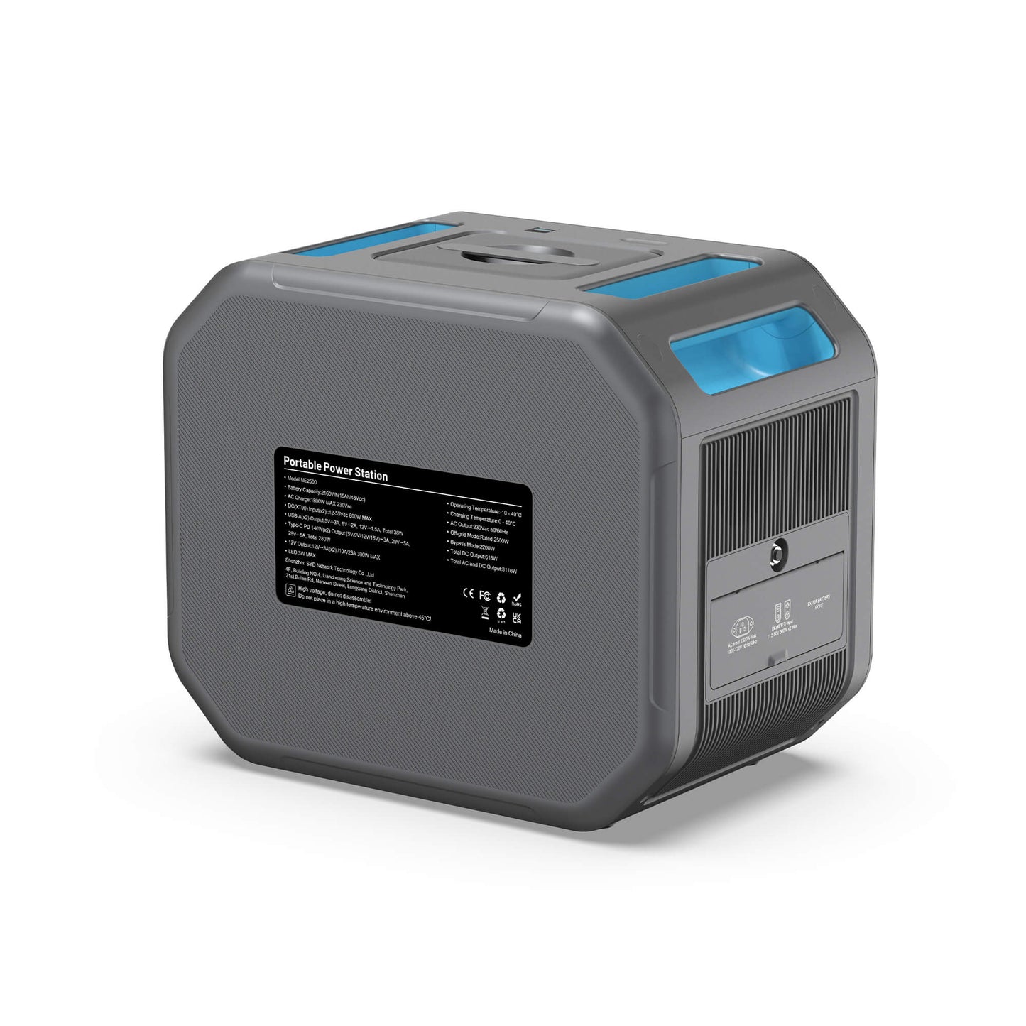 Back view of AS2500 Pro portable power station showing vents and product label